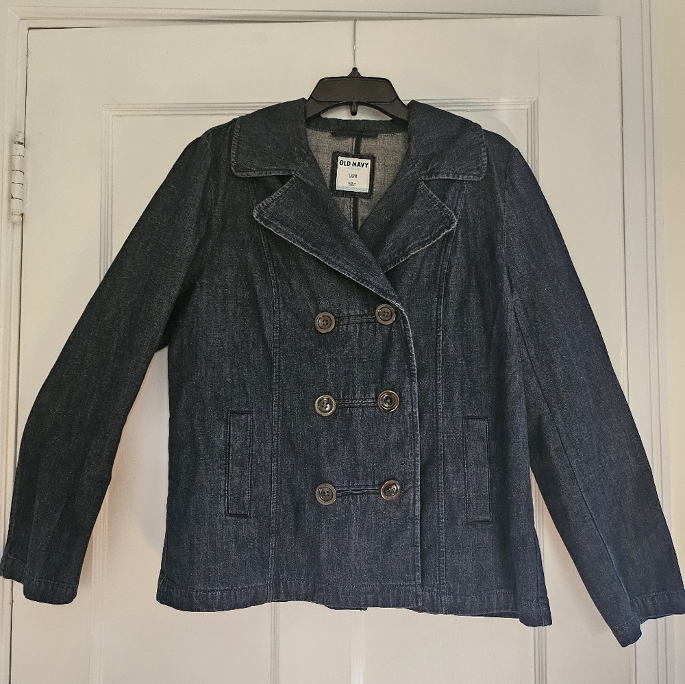 Old Navy Blue Pea Coat Double-Breasted Design